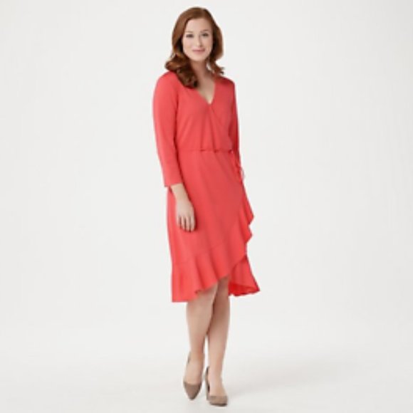 Isaac Mizrahi Dresses & Skirts - Women's Faux Wrap Dress w/ Waist Tie Detail